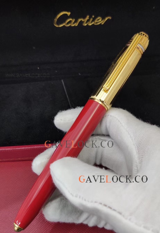 Replica Cartier Pasha Rollerball Pen Gold And Red